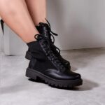 Bota Coturno Meia 3 cm Forma Normal . Codigo 319 preto