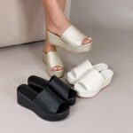 Tamanco Anabela Texturizado (plataforma 7CM) ‼FORMA PADRÃO  💻 DT6401